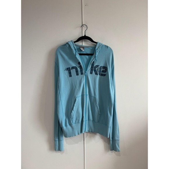 Nike Other - VTG‎ Nike Hoodie Youth XL 16-18 Blue Full Zip Graphic Logo Sweatshirt Casual
